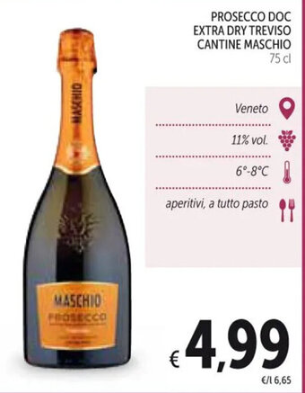 Spazio Conad PROSECCO DOC EXTRA DRY TREVISO CANTINE MASCHIO 75 cl offerta