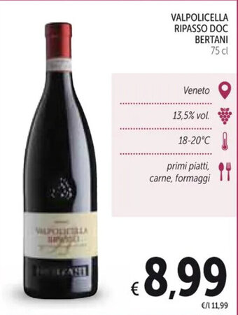 Spazio Conad VALPOLICELLA RIPASSO DOC BERTANI 75 cl offerta