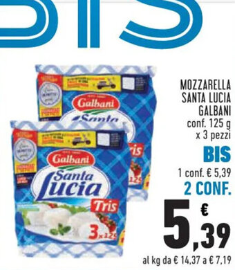 Conad MOZZARELLA SANTA LUCIA GALBANI conf. 125 g. x  3 pezzi 2 CONF. offerta