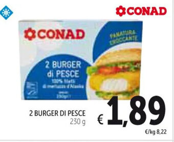 Spazio Conad 2 BURGER DI PESCE 230 g offerta