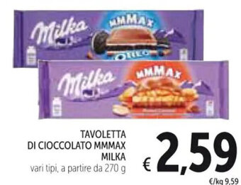 Spazio Conad TAVOLETTA DI CIOCCOLATO MMMAX MILKA vari tipi 270 g offerta