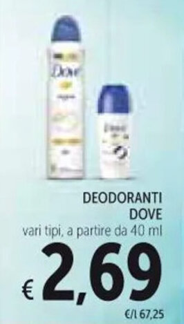 Spazio Conad DEODORANTI DOVE 40 ml offerta
