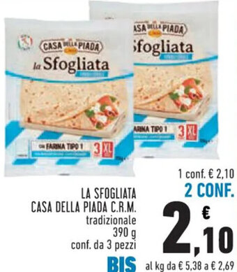 Conad LA SFOGLIATA CASA DELLA PIADA C.R.M. tradizionale 390 g conf. da 3 pezzi 2 CONF. offerta