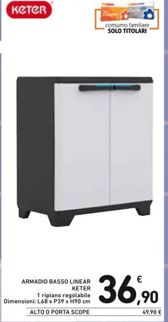 Spazio Conad ARMADIO BASSO LINEAR KETER L68 x P39 x H90 cm offerta