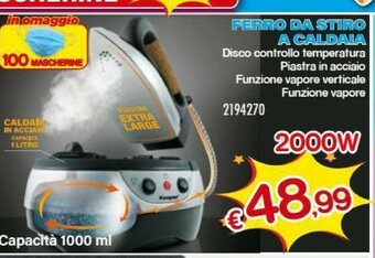 Satur Kooper Ferro Da Stiro A Caldaia 2000W offerta