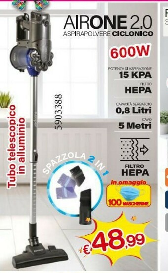Satur Kooper Airone 2.0 Aspirapolvere Ciclonico 600W offerta