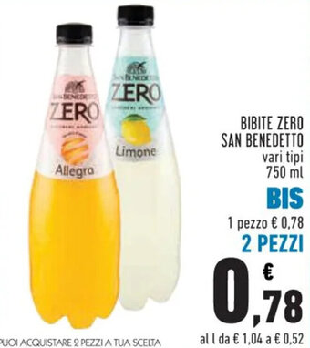 Conad BIBITE ZERO SAN BENEDETTO vari tipi 750 ml offerta