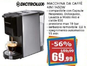 DICTROLUX MACCHINA DA CAFFÈ 4in1 1450W