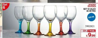 Satur Jazz Set 6 Calici In Vetro offerta