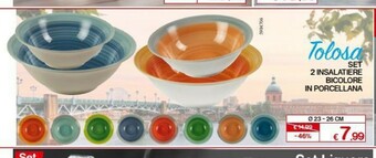 Satur Tolosa Set 2 Insalatiere Bicolore In Porcellana offerta