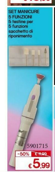 Set Manicure 5 Funzioni 5 Testine Per 5 Funzioni Sacchetto Di Riponimento