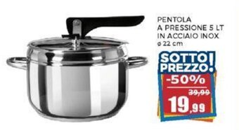PENTOLA A PRESSIONE 5 LT IN ACCIAIO INOX Ø 22 cm