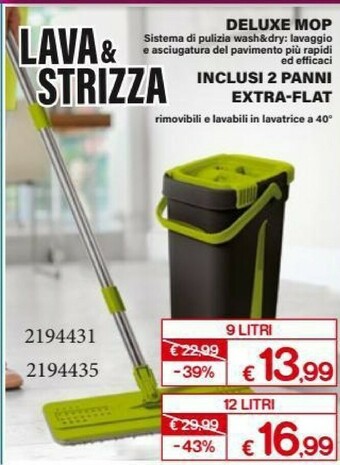 Lava& Strizza Deluxe Mop Inclusi 2 Panni Extra-flat