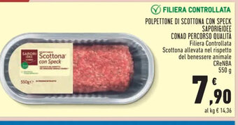 Conad POLPETTONE DI SCOTTONA CON SPECK SAPORI&IDEE CONAD PERCORSO QUALITA 550 g offerta