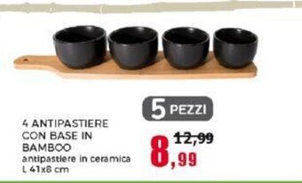 Happy Casa 4 ANTIPASTIERE CON BASE IN BAMBOO L 41x8 cm offerta