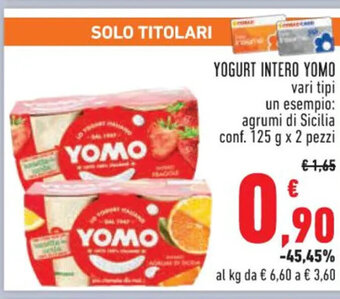Conad YOGURT INTERO YOMO vari tipi conf. 125 g x 2 pezzi offerta