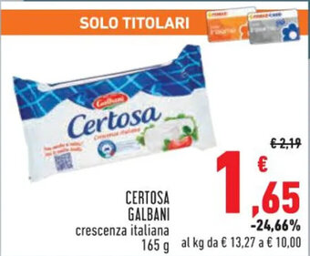 Conad CERTOSA GALBANI crescenza italiana 165 g offerta