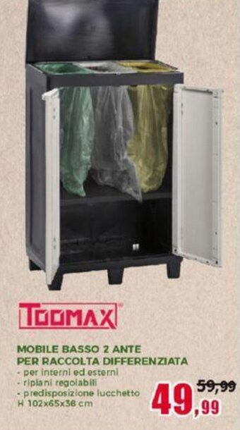 TOOMAX MOBILE BASSO 2 ANTE PER RACCOLTA DIFFERENZIATA