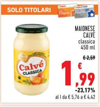 Conad MAIONESE CALVE classica 450 ml offerta