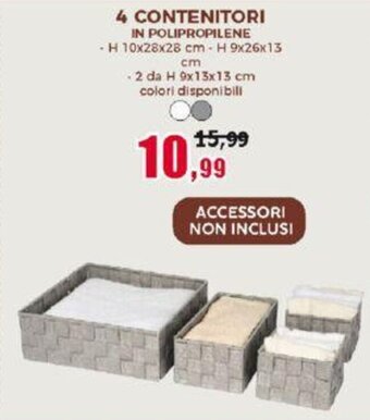 Happy Casa 4 CONTENITORI IN POLIPROPILENE H 10x28x28 cm- H 9 x26x13 cm offerta