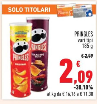 Conad PRINGLES vari tipi 185 g offerta