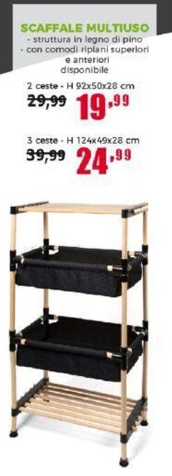 Happy Casa SCAFFALE MULTIUSO 2 ceste - H92x50x28 cm offerta