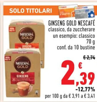 Conad GINSENG GOLD NESCAFÉ classico 70 g offerta