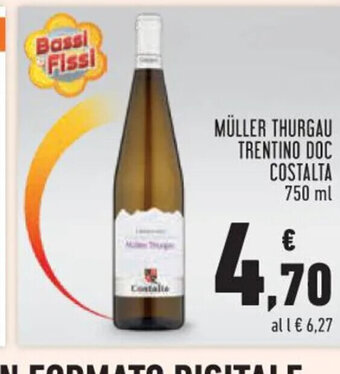 Conad MÜLLER THURGAU TRENTINO DOC COSTALTA 750 ml offerta