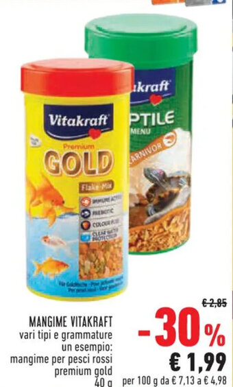 Conad MANGIME VITAKRAFT vari tipi e grammature un esempio: mangime per pesci rossi premium gold 40 g offerta