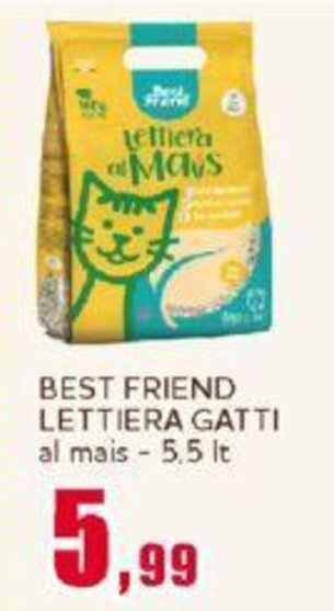 Happy Casa BEST FRIEND LETTIERA GATTI al mais 5.5 lt offerta