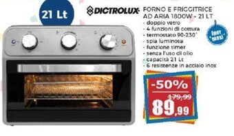 Happy Casa DICTROLUX FORNO E FRIGGITRICE AD ARIA 1800W 21 LT offerta