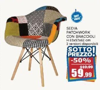 Happy Casa SEDIA PATCHWORK CON BRACCIOLI H 83x57x62 cm offerta