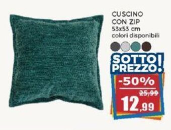 Happy Casa CUSCINO CON ZIP 53x53 cm offerta