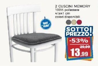 Happy Casa 2 CUSCINI MEMORY 41x41 cm offerta
