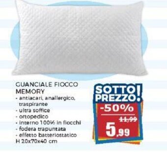 GUANCIALE FIOCCO MEMORY H 20x70x40 cm