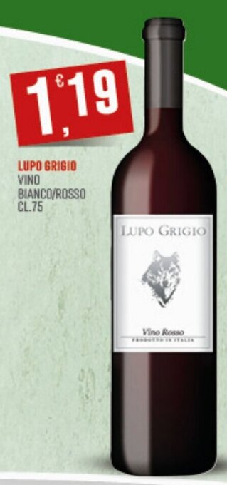 Maxipiù LUPO GRIGIO VINO BIANCO/ROSSO CL.75 offerta