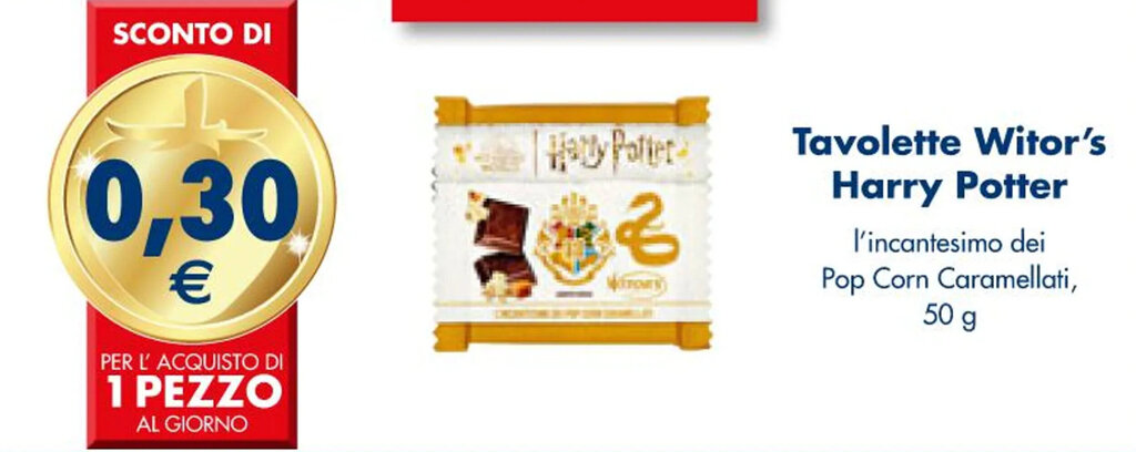 Esselunga Tavolette Witor's Harry Potter l'incantesimo dei Pop Corn Caramellati, 50 g offerta