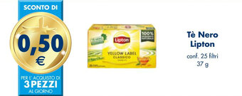 Esselunga Tè Nero Lipton conf. 25 filtri 37 g offerta