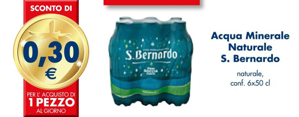 Esselunga Acqua Minerale Naturale S. Bernardo naturale, conf. 6x50 cl offerta
