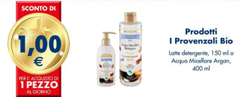 Esselunga Prodotti I Provenzali Bio Latte detergente, 150 m o Acqua Micellare Argan, 400 ml offerta