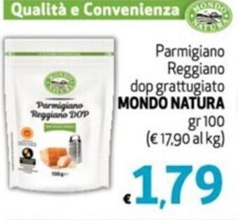 Parmigiano Reggiano dop grattugiato MONDO NATURA gr 100