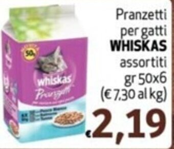 SuperW Pranzetti per gatti WHISKAS assortiti gr 50x6 offerta