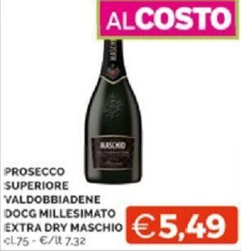 Mercatò PROSECCO SUPERIORE VALDOBBIADENE DOCG MILLESIMATO EXTRA DRY MASCHIO cl.75 offerta