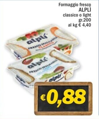 Ard Discount Formaggio fresco ALPLI classico o light gr.200 offerta