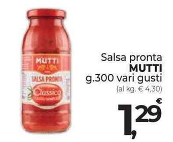 Supermercati Dok Salsa pronta MUTTI g.300 offerta