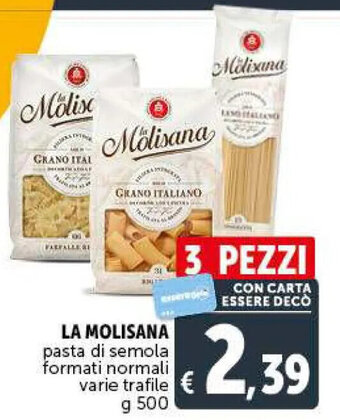Deco Market LA MOLISANA pasta di semola formati normali varie trafile g 500 offerta