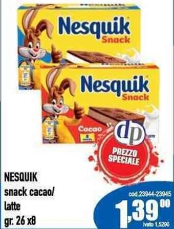Del Prete Distribuzioni NESQUIK snack cacao/ latte gr. 26 x8 offerta
