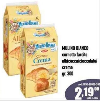 Del Prete Distribuzioni MULINO BIANCO cornetto farcito albicocca/cioccolato/ crema gr. 300 offerta