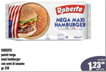 Del Prete Distribuzioni ROBERTO panini mega maxi hamburger con semi di sesamo gr.250 offerta