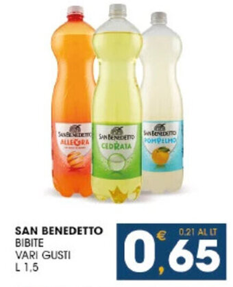 SeBón Supermercati SAN BENEDETTO BIBITE VARI GUSTI L 1,5 offerta